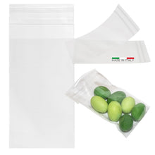 Carica l'immagine nel visualizzatore di Gallery, DecoraParty 100 Bustine Trasparenti Piccole per Confetti e Alimentari, Buste Sacchettini di Plastica per Alimenti in Cellophane con Chiusura Adesiva - 6 x 10 cm