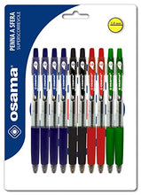 Carica l'immagine nel visualizzatore di Gallery, Osama OBG penne a sfera a scatto scorrevole e precisa - Colori Blu, Nero, Rosso e Verde - 10 pezzi