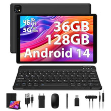 Carica l'immagine nel visualizzatore di Gallery, PIXPEAK Tablet 10 pollici 4G lte e 5G WiFi, Android 14.0 Octa-Core 2.0GHz, 36GB RAM, 128GB ROM (1TB Espandibile), INCELL 1920 * 1200, 13MP+8MP, Tablet in offerta con Tastiera etc, GPS/Bluetooth, Nero