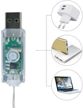 Carica l'immagine nel visualizzatore di Gallery, BXROIU 2 X100LEDs Luci a Stringa su 10metri Micro Filo d'argento,Spina USB con Telecomando 8 programma (Bianco Caldo)