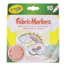 Carica l'immagine nel visualizzatore di Gallery, Crayola – Pennarelli per tessuti, 10 pezzi, rosso, rosa, arancione, giallo, violetto, verde chiaro, blu, azzurro, grigio, nero, Per decorare magliette e oggetti in tessuto, 58-8633