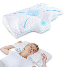 Carica l'immagine nel visualizzatore di Gallery, HOMCA Cuscino Cervicale Ergonomico Cuscino Memory Foam per Supporto Cuscino Ortopedico per Dormire sul Fianco e sulla Schiena
