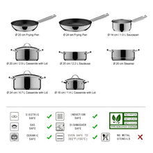 Carica l'immagine nel visualizzatore di Gallery, Amazon Basics 11 Pezzi Set di Pentole a Induzione - Acciaio Inox, con Coperchi, Argento