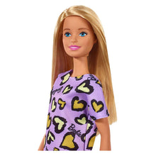 Carica l'immagine nel visualizzatore di Gallery, Barbie Bambola Bionda con Abito Viola con Cuoricini Gialli, Giocattolo per Bambini 3+ Anni, GHW45