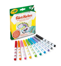 Carica l'immagine nel visualizzatore di Gallery, Crayola – Pennarelli per tessuti, 10 pezzi, rosso, rosa, arancione, giallo, violetto, verde chiaro, blu, azzurro, grigio, nero, Per decorare magliette e oggetti in tessuto, 58-8633