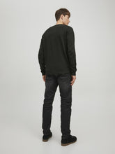 Carica l'immagine nel visualizzatore di Gallery, JACK &amp; JONES JJEBASIC Knit Crew Neck Noos Pullover, Forest Night/Detail:Twisted with Black, M Uomo