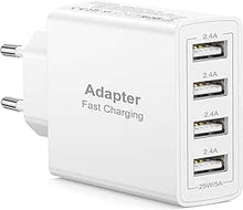 Carica l'immagine nel visualizzatore di Gallery, Beikell Caricatore USB, USB da Muro a 4 Porte 5A / 25W con...