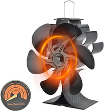 Carica l'immagine nel visualizzatore di Gallery, Heat Powered Stove Fan | Wood Log Burner Fireplace | Eco Friendly M&amp;W Black