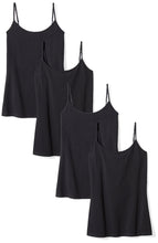 Carica l'immagine nel visualizzatore di Gallery, Amazon Essentials Canotta vestibilità Slim Donna, Pacco da 4, Nero, XXL