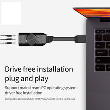 Carica l'immagine nel visualizzatore di Gallery, Virtual 7.1 Canale USB Scheda Audio Esterno Adattatore Spina per PC Laptop PS5