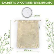 Carica l'immagine nel visualizzatore di Gallery, Dischetti struccanti riutilizzabili in cotone Bambaw con uno sacchettini per il lavaggio e la conservazione - Pack da 22 dischetti