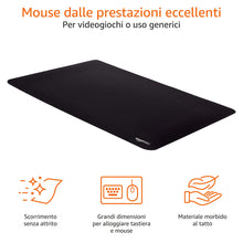Carica l'immagine nel visualizzatore di Gallery, Amazon Basics Tappetino per Rettangolare mouse da gaming, per uso prolungato, taglia ampia, Esteso, Nero