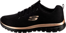 Carica l'immagine nel visualizzatore di Gallery, Skechers Graceful Get Connected, Sneaker Donna, Black Mesh Rose Gold Trim, 38 EU