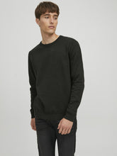 Carica l'immagine nel visualizzatore di Gallery, JACK &amp; JONES JJEBASIC Knit Crew Neck Noos Pullover, Forest Night/Detail:Twisted with Black, M Uomo