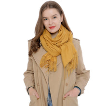 Carica l'immagine nel visualizzatore di Gallery, DonDon Sciarpa Donna Invernale Sciarpa Inverno Scialle Stola morbida e calda 185 x 65 cm - giallo