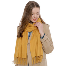 Carica l'immagine nel visualizzatore di Gallery, DonDon Sciarpa Donna Invernale Sciarpa Inverno Scialle Stola morbida e calda 185 x 65 cm - giallo