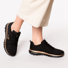 Carica l'immagine nel visualizzatore di Gallery, Skechers Graceful Get Connected, Sneaker Donna, Black Mesh Rose Gold Trim, 38 EU