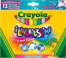 Carica l'immagine nel visualizzatore di Gallery, CRAYOLA I Lavabilissimi Pennarelli Ultra-Lavabili, Punta Maxi, Colori Tropicali Assortiti, per Scuola e Tempo Libero, 12 Pezzi 58-8335
