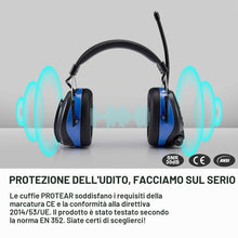 Carica l'immagine nel visualizzatore di Gallery, PROTEAR Cuffie Antirumore Bluetooth con radio FM / AM e microfono incorporato, Cuffie protettive contro il rumore perfette per Falciare, Segare, Officina, SNR 30dB