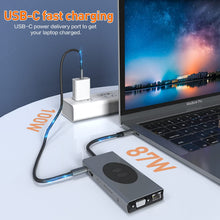 Carica l'immagine nel visualizzatore di Gallery, USB C HUB con Ricarica Wireless, 13 in 1, Docking Station con HDMI 4K, VGA, 2×USB 3.0, USB C 3.0 e 2.0, RJ45 Ethernet, PD 100 W, SD/TF e AUX da 3,5 mm, Compatibile con MacBook Pro e Altri Laptop