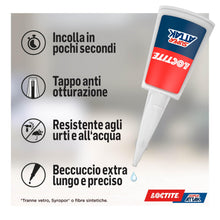 Carica l'immagine nel visualizzatore di Gallery, Loctite Super Attak Precision Plus, Colla liquida trasparente con beccuccio extra lungo, Colla attaccatutto forte multimateriale, Super colla resistente e precisa, 1x8g