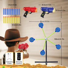 Carica l'immagine nel visualizzatore di Gallery, fygurso Gioco di tiro a due giocatori, pistola da gioco a freccette di schiuma con bersaglio rotante a reset automatico, bambini dai 4 ai 10 anni e oltre