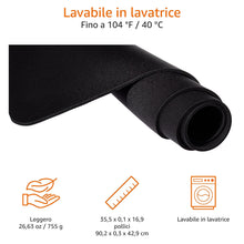 Carica l'immagine nel visualizzatore di Gallery, Amazon Basics Tappetino per Rettangolare mouse da gaming, per uso prolungato, taglia ampia, Esteso, Nero