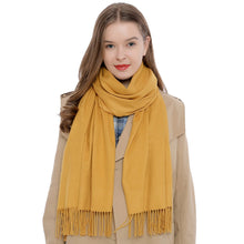 Carica l'immagine nel visualizzatore di Gallery, DonDon Sciarpa Donna Invernale Sciarpa Inverno Scialle Stola morbida e calda 185 x 65 cm - giallo