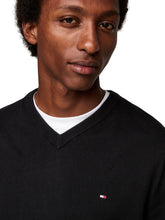 Carica l'immagine nel visualizzatore di Gallery, Tommy Hilfiger Pullover Uomo Cashmere V Neck Pullover in Maglia, Nero (Black), M