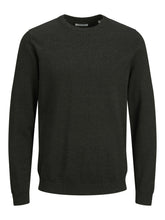 Carica l'immagine nel visualizzatore di Gallery, JACK &amp; JONES JJEBASIC Knit Crew Neck Noos Pullover, Forest Night/Detail:Twisted with Black, M Uomo