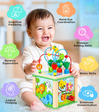 Carica l'immagine nel visualizzatore di Gallery, Jojoin Cubo Montessori Multiattivita - Giochi Bambini in Legno Educativi, Gioco Regalo Bimba 1 2 Anno