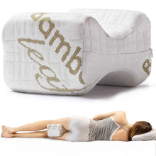 Carica l'immagine nel visualizzatore di Gallery, Cuscino per Gambe e Ginocchia per Dormire sul Fianco Riposa Di Lato Gambe e Schiena in Memory Foam e Bambù Supporto Ortopedico e Anatomico Lombare per Problemi Posturali Sfoderabile e Lavabile