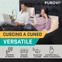 Carica l'immagine nel visualizzatore di Gallery, Purovi Cuscino Antireflusso Ergonomico - Cuscino a Cuneo Ortopedico in Cotone per Letto e Divano - Cuscini da Lettura, Supporto per Schiena e Rialzo Gambe