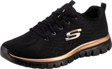 Carica l'immagine nel visualizzatore di Gallery, Skechers Graceful Get Connected, Sneaker Donna, Black Mesh Rose Gold Trim, 38 EU