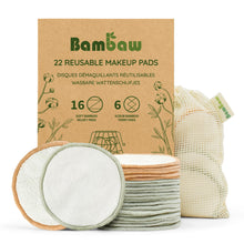 Carica l'immagine nel visualizzatore di Gallery, Dischetti struccanti riutilizzabili in cotone Bambaw con uno sacchettini per il lavaggio e la conservazione - Pack da 22 dischetti
