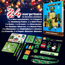 Carica l'immagine nel visualizzatore di Gallery, Minecraft Calendario dell'Avvento 2024 Bambino e Ado - Calendario con Cancelleria(Blu/Verde)