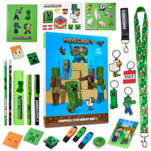 Carica l'immagine nel visualizzatore di Gallery, Minecraft Calendario dell'Avvento 2024 Bambino e Ado - Calendario con Cancelleria(Blu/Verde)