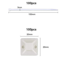 Carica l'immagine nel visualizzatore di Gallery, Caiery 100pz Autoadesivo Clip Cavo Fermacavi 150X2.5MM, Bianco+bianco - Ilgrandebazar