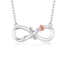 Carica l'immagine nel visualizzatore di Gallery, BlingGem Collane Donna Rosé Fiore Infinito Oro Bianco Placcato Argento 925... - Ilgrandebazar