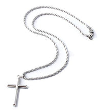 Carica l'immagine nel visualizzatore di Gallery, Collana con ciondolo a forma di croce, in oro bianco, da uomo e donna,... - Ilgrandebazar