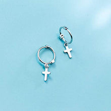 Carica l'immagine nel visualizzatore di Gallery, Orecchini a cerchio con ciondolo a forma di croce, in argento Sterling, 8...