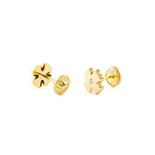 Carica l'immagine nel visualizzatore di Gallery, Orecchini per bambini trifoglio - oro giallo 18K (750)