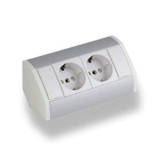 Carica l'immagine nel visualizzatore di Gallery, Pratica presa angolare 2x Schuko, in alluminio, per cucina, bagno,...