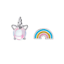 Carica l'immagine nel visualizzatore di Gallery, Orecchini a forma di unicorno arcobaleno orecchino argento chiaro rosa...
