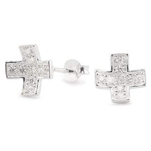 Carica l'immagine nel visualizzatore di Gallery, Monkimau Orecchini da donna a forma di croce, in argento sterling 925, con...