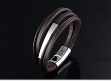 Carica l'immagine nel visualizzatore di Gallery, Gkmamrg - Bracciale da uomo in pelle con incisione DAD, confezione...