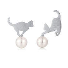 Carica l'immagine nel visualizzatore di Gallery, Jiahanzb Regali per San Valentino Orecchini Con Perle D'acqua B: Gatto 1 - Ilgrandebazar