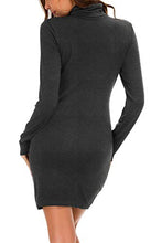 Carica l'immagine nel visualizzatore di Gallery, EXCHIC Collo Alto Donna Mini Abito A Maniche Lunghe Slim Aderente S, Grigio - Ilgrandebazar