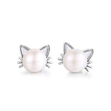 Carica l'immagine nel visualizzatore di Gallery, donne orecchini gatto orecchio gioielli perla di cristallo zircone Gatto A