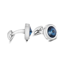 Carica l'immagine nel visualizzatore di Gallery, MERIT OCEAN Uomo Stile Elegante Cuff Link Super Brillante Cristallo Blu - Ilgrandebazar